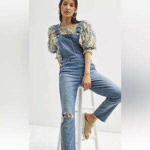 Paige Sierra Denim Overalls Anthropologie Size 30 Blue Jean Distressed NWOT